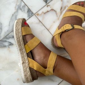 Pale Yellow Platform Espadrilles